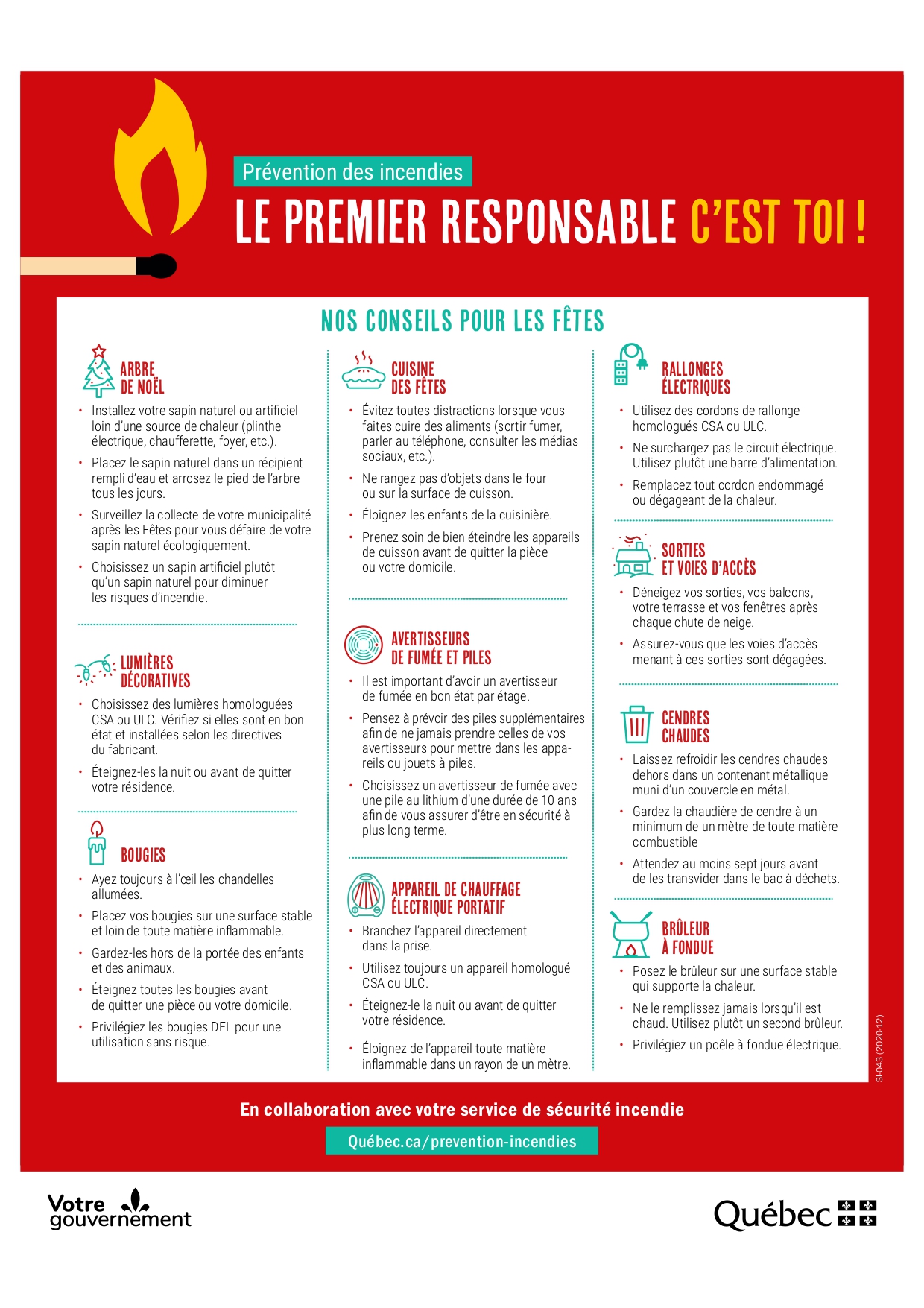 10 conseils de prévention incendie pour les Fêtes 